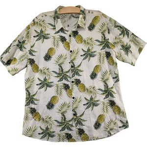 Jogal Men's Button Up Hawaiian Shirt Multi Size XL Short Sleeve Pineapple Print